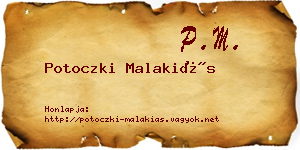 Potoczki Malakiás névjegykártya